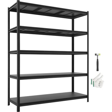Étagère de Rangement, 5 Niveaux Réglables, Étagère Charge Lourde Modulable 1511x522x1813 mm, Capacité de Charge Totale 1360,8 kg, Rayonnage Métallique pour Atelier, Entrepôt, Garage et Cave (1/5)