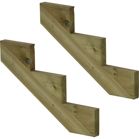 Pack 2 pièces - Limon bois autoclave - 3 marches - H 51cm