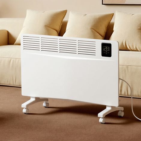 EMKE Elektro-Heizkörper 78x42cm 2000W Flachheizkörper Aluminium Stehend/wandmontierbar, Wifi-Steuerung LCD-Display Timing-Funktion Elektroheizung Strahlend weiß