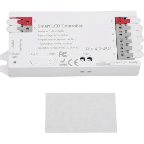 Contrôleur LED intelligent compatible avec Matter Echo, contrôle de bande lumineuse analogique RGBCCT, gradation PWM, appairage sans contact, câblage facile (1/5)