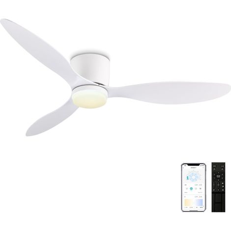 Ventilatore da soffitto da 42 pollici con luce e telecomando, motore CC reversibile, silenzioso e illuminato, 6 velocità con timer, ventilatore da soffitto leggero e moderno, bianco (1/5)