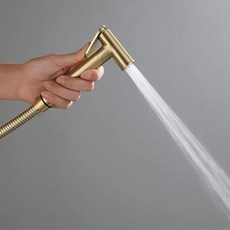 Kit Douchette wc Doré Brossé Pulvérisateur de Toilette pour Bidet Mural Laiton Douchette à Main Bidet Haute Pression Kit de Pulvérisateur de Bidet à Main pour l'hygiène Personnelle (Brushed Gold) (1/4)