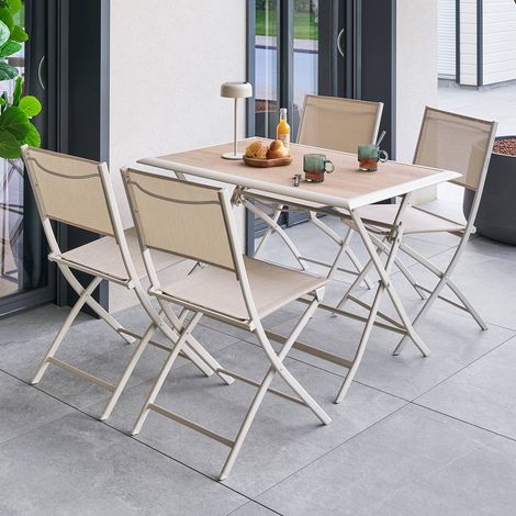 Table de jardin 4 places Azua pliable beige 110x71cm - Hespéride
