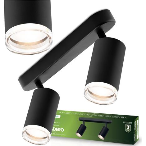 LED-Deckenleuchte mit 2x GU10 IP44 ADERO Black Lumiled