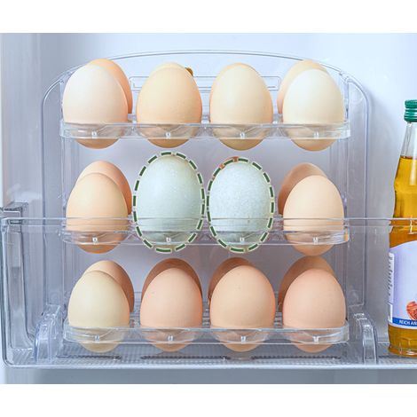 Boîte à œufs pliable 3 couches, protection en plastique transparent blanc, organiseur de rangement pour œufs, pratique pour cuisine et maison. (1/5)