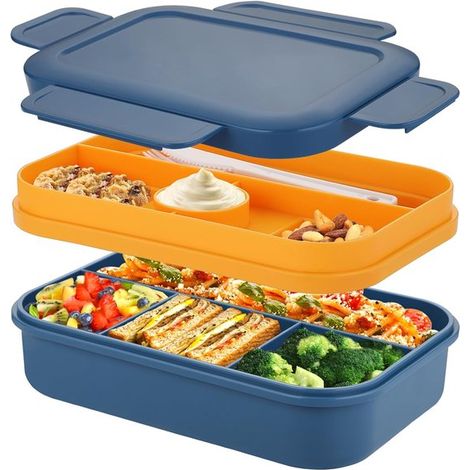 Fiambrera para adultos,2000 ml,Bento Box con compartimentos,Contenedor de almuerzo,Panera con cubiertos,Brotdose mit Fächern (1/5)