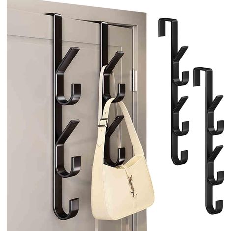 Set di 2 robusti ganci in metallo da appendere alla porta della camera da letto, ideali per appendere cappotti, vestiti e borse. (1/5)