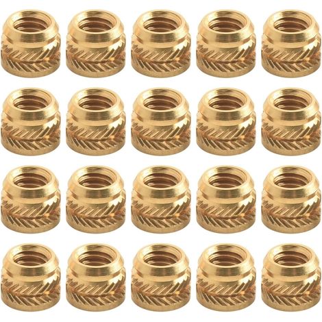 Lot de 20 inserts filetés en laiton 1/4-20 Écrous à sertir chaud pour (1/5)