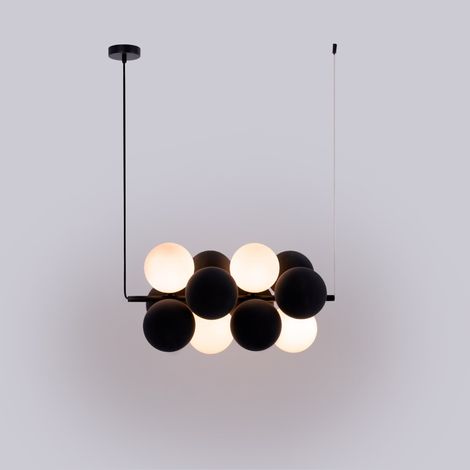 Suspension acoustique horizontale "DRAC" - 4 globes lumineux et - Gris (1/5)