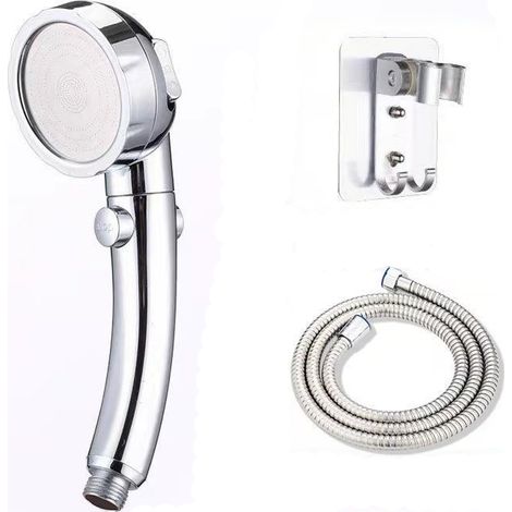 Hochdruck-Handbrausekopf ohne Bohren mit Ein-/Ausschalter und Pausenfunktion, 3 Strahlarten, wassersparendem Duschkopf und abnehmbarem Duschzubehör für Haustiere.