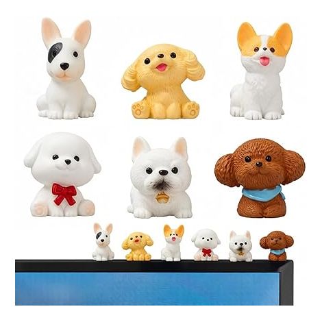 Décoration Voiture Intérieur, Mini Figurines Chien pour Tableau de Bord et Écran, Accessoires Deco Voiture avec Adhésif Sans Trace, Idéal pour Console Centrale, 2-3cm (1/5)