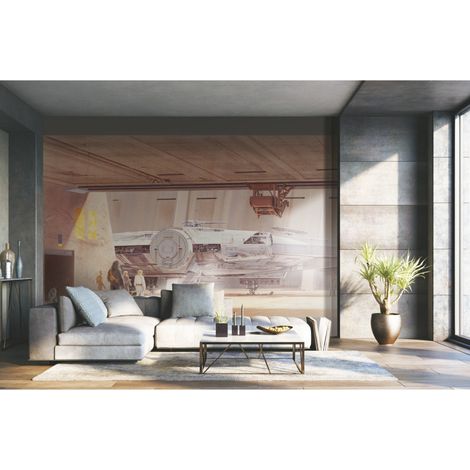 Papier peint panoramique auto-adhésif Star Wars de Ralph McQuarrie's - Baie d'amarrage - Faucon -3,2 m x 1,83 m (1/4)