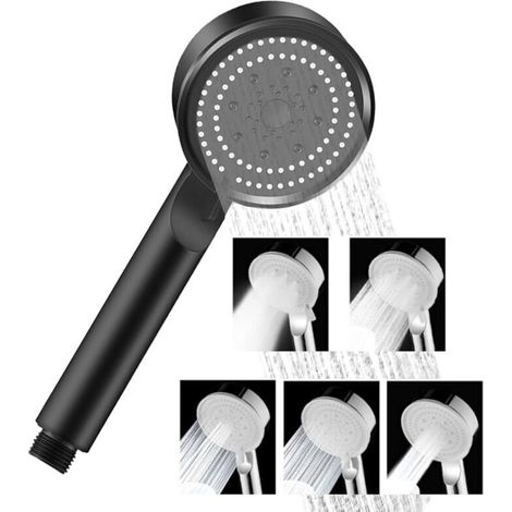 1.5m black single-tube shower head, anti-limescale, water-saving shower head (1/5)