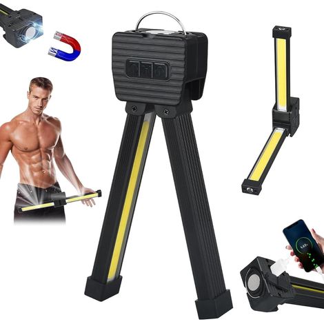 Lámpara de gimnasio, lámpara de pose magnética, lámpara de trabajo magnética plegable de 180 grados, lámpara de pose para gimnasio, interruptor de atenuación de 7 velocidades, con gancho, para acampar (1/5)