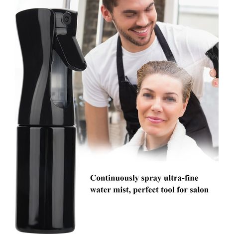 Flacon pulvérisateur rechargeable pour coiffure, bouteille spray noir professionnel coiffeur, outil cheveux, vaporisateur salon barbier, format 250ml. (1/5)