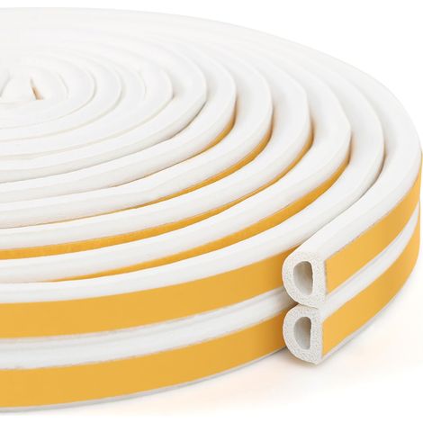 Bande de joint D-profil de 5 m en blanc, isolation thermique pour portes et fenêtres (1/4)