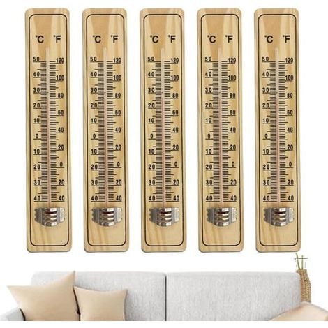 Lot de 5 thermomètres muraux, thermomètres atmosphériques, thermomètres en bois pour la cuisine, thermomètres électriques (1/5)
