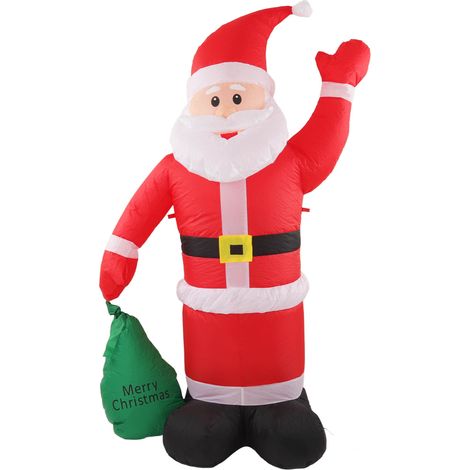 Décoration de Père Noël gonflable avec lumière LED intégrée, sac gonflable étanche pour jardin, terrasse et fêtes de Noël, prise UE 100-240 V (1/5)