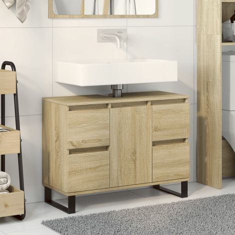 Armoire salle de bain,Meuble de salle de bain chêne sonoma 80x33x60cm bois d'ingénierie CFW93035 (1/5)