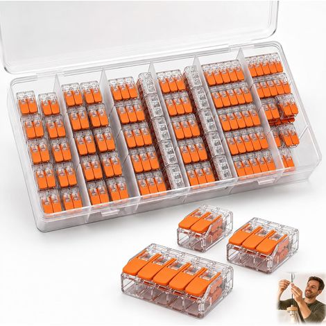 Mixed Box 90 Terminals, Pack of 90 Connecting Terminals, 2 3 5 Inputs Electrical Quick Connectors 32A 250V for Connecting Copper Wire Junction Box Board (1/5)