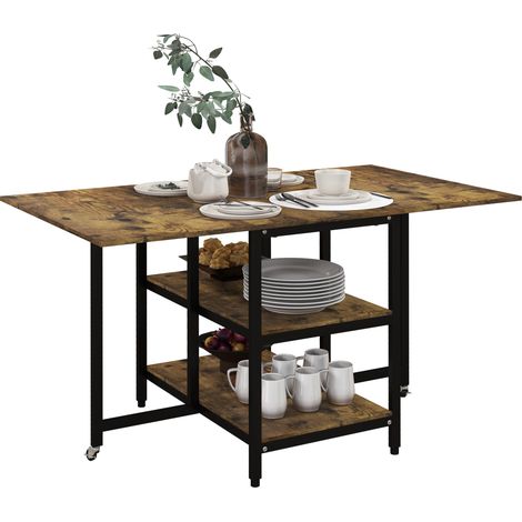 Esstisch Klapptisch klappbarer Esstisch, Industriedesign, 140 cm x 80 cm x 75 cm, Braun + Schwarz