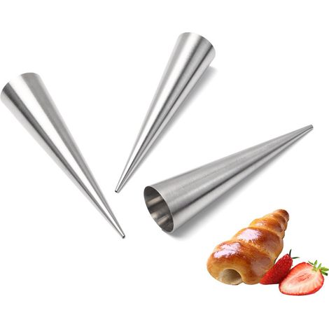 12 Pièces Moules à Cornets en Acier Inoxydable, Formes à Pâtisserie Coniques pour Choux et Croissants