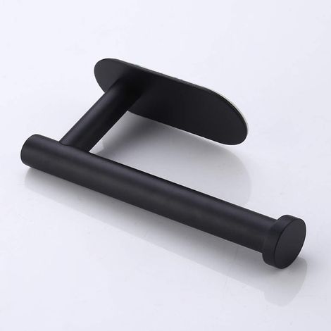 Porte Papier Toilette Auto-Adhésif Noir - En Acier Inoxydable - Pas De Perçage Nécessaire, Forte Adhérence Et Imperméable. (1/5)