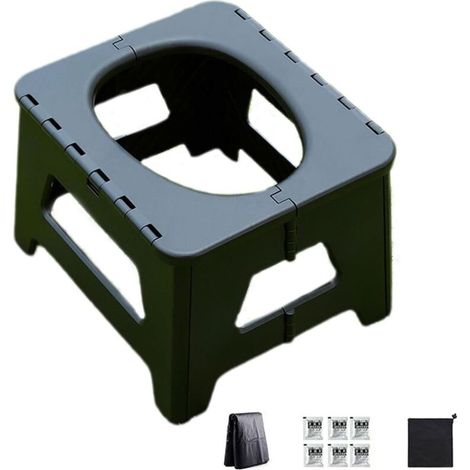 Toilettes de camping portables – Toilettes portables pour adultes en camping – Siège compact avec accessoires pour randonnée, tente, voiture, douche de voyage, intimité, camping-car