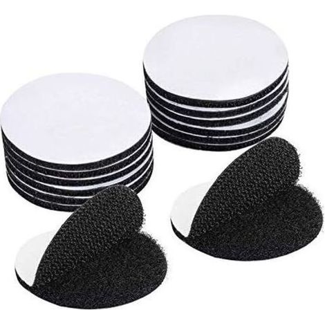 15 Bandes Velcro Noires Autocollantes Double Face, Adhésif Rond 5x5 cm, Forte Adhérence pour Fixation Murale et Organisation (1/4)