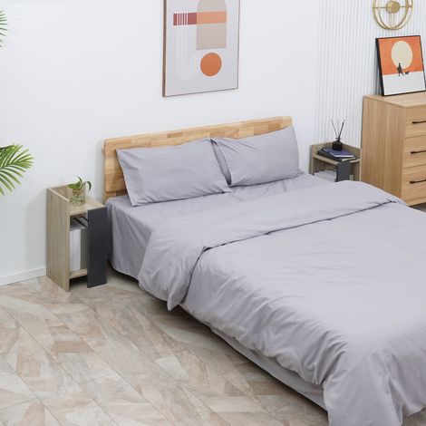 Mesita de noche moderna gris con estante abierto, juego de 2 mesitas de noche de aglomerado para dormitorio y sala de estar, 27x25x60 cm (1/5)