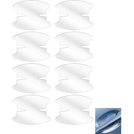 Lot de 8 Films Protection Poignée Encastrée Porte Voiture, Film Anti-Rayures Autocollant Poignée Auto, Transparent Adhésif Haute Brillance en PVC, Facile à Poser et Universel pour Voitures, SUV (1/5)
