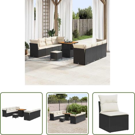 Gartenmöbel - Gartensofa-set 11 pcs Schwarz Poly-Rattan (1/5)