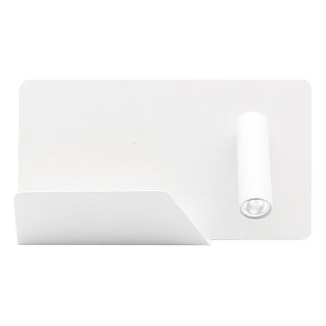 lampada da parete 3w 4000k miguel angel dcho white c/usb e mensola 150lm 16x28x12 cm regolabile