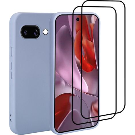Coque en Silicone pour Google Pixel 9a avec 2 Protections d'écran, étui de Protection Fin et Durable - Gris (1/5)