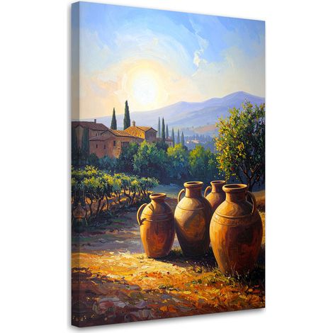 Tableau Moderne, Toscane vignobles cruches paysage,20x30 (1/4)