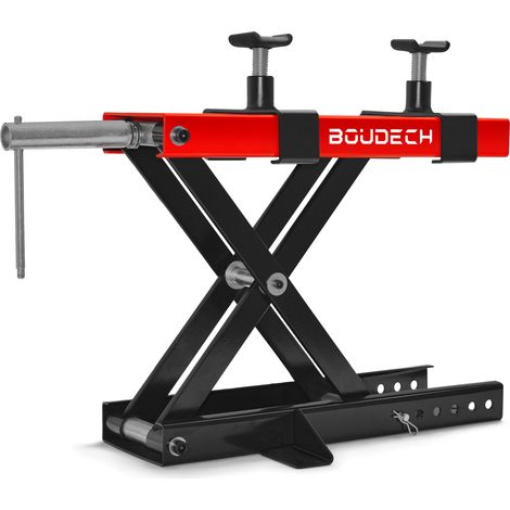 Boudech – Cric pont élévateur pour motos 500 kg – Structure en ciseaux 29 mm – Certification CE – Stabilité renforcée avec ailes soudées