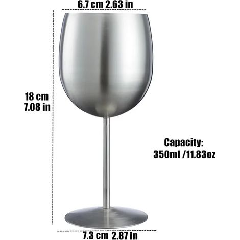 (A) Verres à vin en acier inoxydable poli mat, coupes à vodka, à jus, à liqueurs et à champagne, 350 ml, mini-verres pour fêtes et mariages (1/5)