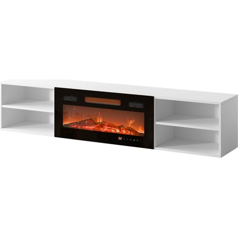 Mueble TV Charlotte 190, Blanco + Negro, Número de puertas: 0, Número de cajones: 0, 180x39x33cm, LED