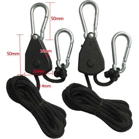 Kit de suspension à cliquet pour corde (4 pièces/2 paires) : cliquet à engrenages internes, crochet de remorquage avec mousqueton, (1/5)
