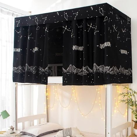 Rideau pour Lit Superposés Rideau Ombrage Occultant Mezzanine Dortoir Tente de Lit Couvre-Lits Baldaquin Moustiques Cabane Ciel de Lits Tentation Couchette Étudiants Collèges Draperies (1/2)