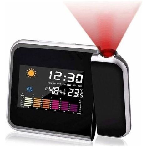 Réveil à projection, calendrier couleur, prévisions météo personnalisées pour la chambre, projecteur à luminosité réglable (1/5)