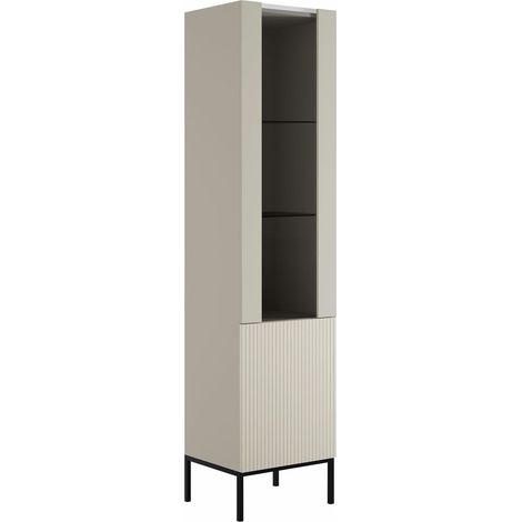 Étagère Lunole 112, Cachemire, Avec des portes, Fermé, Stratifié, Verre, MDF, Le nombre de portes: 0, Nombre de tiroirs: 0, 190x50x42cm (1/3)
