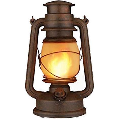 Lanterne LED rechargeable à piles pour le camping, à suspendre, style rétro, avec flamme vacillante, télécommande et 4 modes d'éclairage. Fonctionne sur batterie. (1/5)