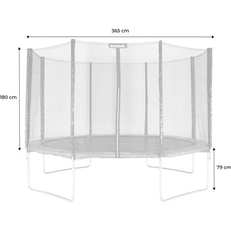 12ft Trampoline 370cm with accessory kit (safety net, ladder, cover, shoe net, anchoring kit), Saturne XXL, Grey, 365x365x80 cm sweeek (1/5)