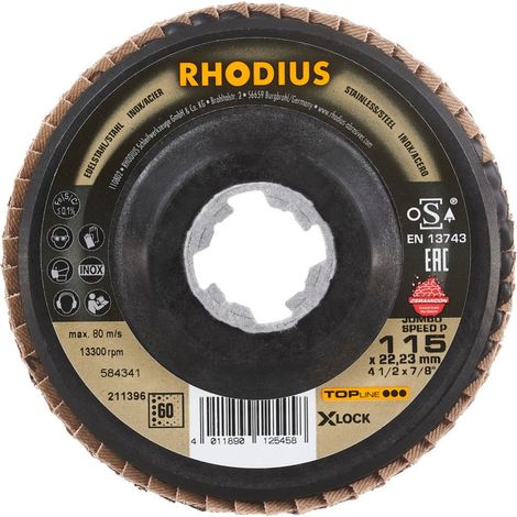 RHODIUS JUMBO SPEED P X-LOCK, 10 Stück, 115 mm, Korn 60, X-LOCK Fächerschleifscheibe (1/4)