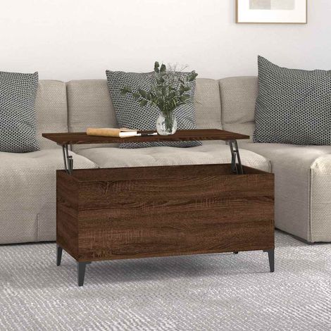 Table basse Contemporain - Bout de canapé Table Café - Chêne marron 90x44,5x45 cm Bois d'ingénierie Chic-930441 (1/5)