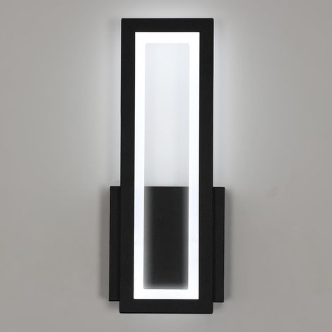 Applique Murale Intérieure LED, 16W 1800LM Lampe Murale Noir Moderne Acrylique, Luminaire Mural Lumière Blanche 6500K pour Chambre, Salon, Couloir, Escalier, 32CM (1/5)