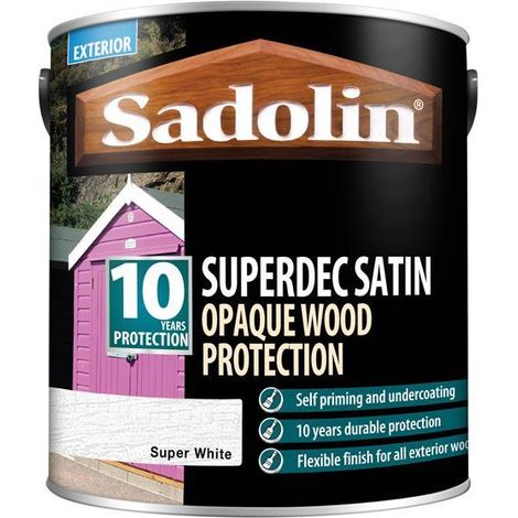 Sadolin 5028826 Superdec Opaque Wood Protection Super White Satin 2.5 litre SAD5028826