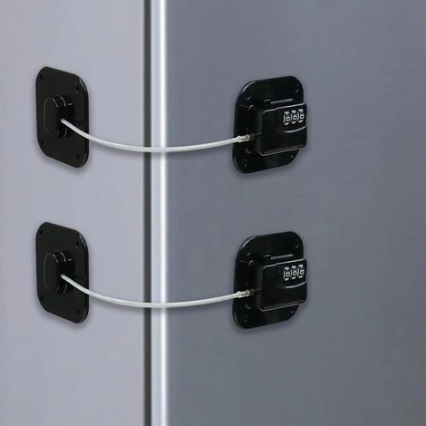 Set mit 2 dreistelligen Zahlenschlössern für Kühlschränke – ABS-Kunststoff und Edelstahl – Selbstklebend für Kühlschränke und Schränke (1/5)