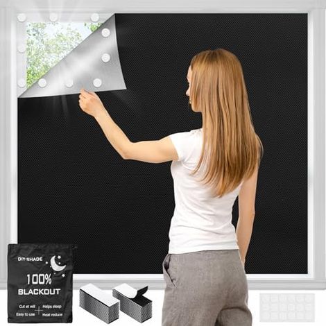 Verdunklungsrollo ohne Bohren, 400x146cm Fenster Verdunkelung Tragbare Reise Verdunkelungsrollo 420D Oxford, Verdunklungsstoff Abnehmbar Dachfenster Sonnenschutz Rollo für Urlaub Innen Dachschräge (1/5)